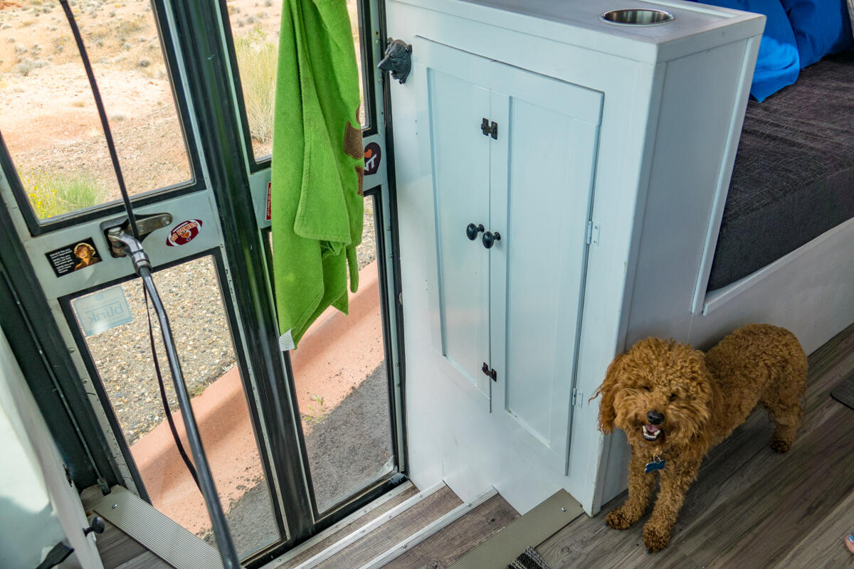 Miles Posing With the Cabinet