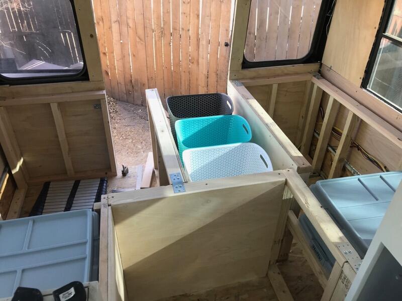 Shelf in Place With Storage Bins