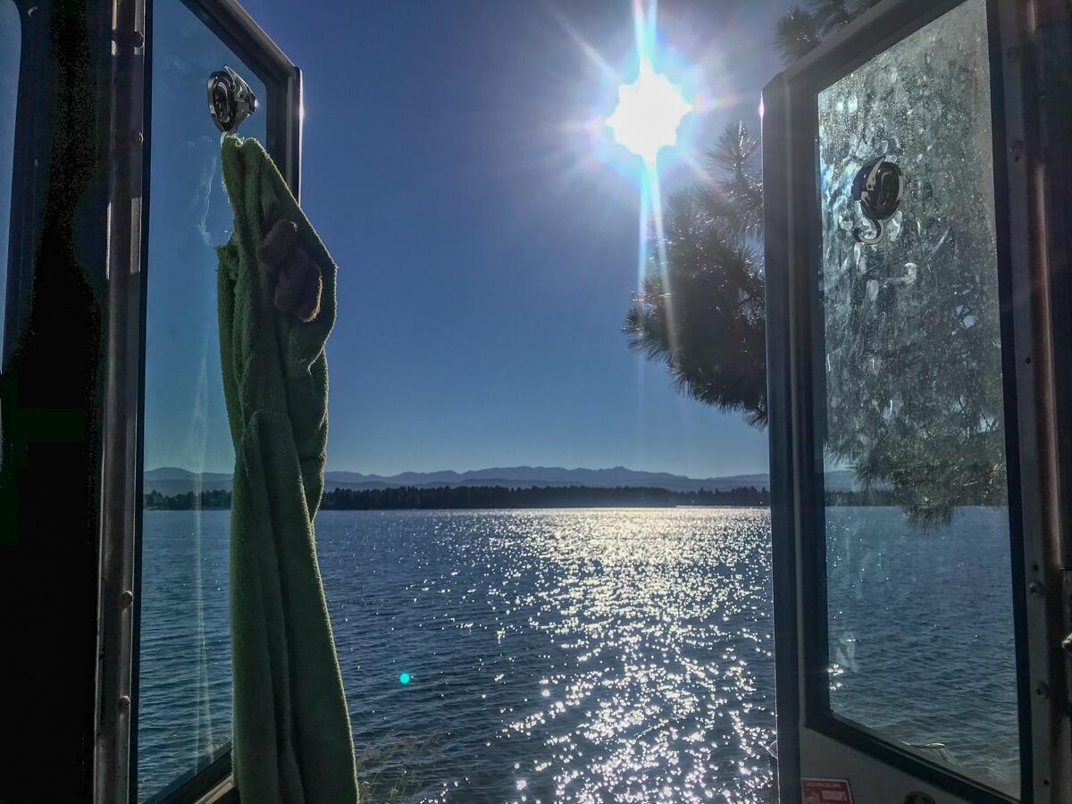 waterfront campground, cascade lake, bus boat