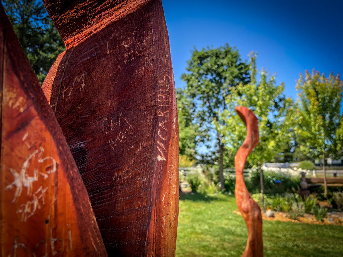 One of the sculptures has a Dremel attached to it for adding your own message.