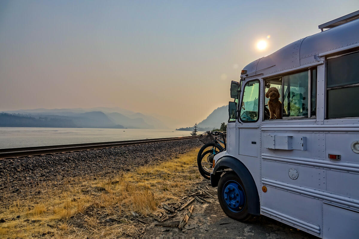 Parked next to the Columbia River in Underwood, Washington